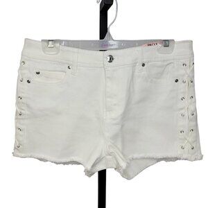 Ci sono lace up side white denim shorts